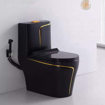 Zwart-goud toilet Matt Splashing S-Trap One-Piece Vanity Toilet voor Foshan Market