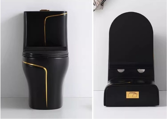 Zwart-goud toilet Matt Splashing S-Trap One-Piece Vanity Toilet voor Foshan Market