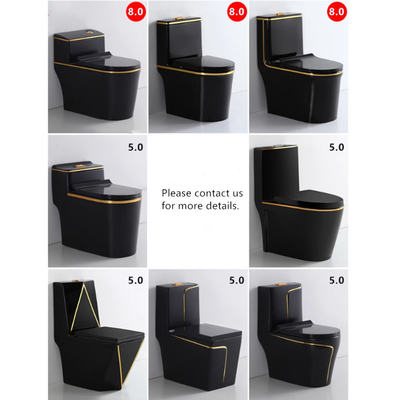 Zwart-goud toilet Matt Splashing S-Trap One-Piece Vanity Toilet voor Foshan Market