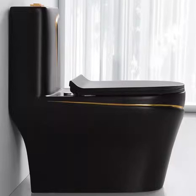 Zwart-goud toilet Matt Splashing S-Trap One-Piece Vanity Toilet voor Foshan Market