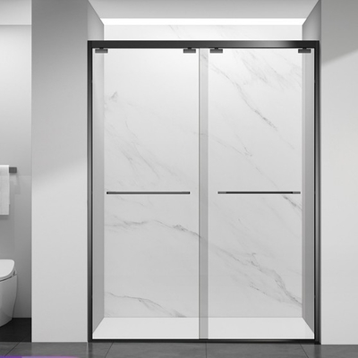 Roestvrij staal douche deur badkamer glijdende douche behuizing kamer met rol in zwart