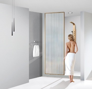 One Piece Rose Gold Roestvrij staal douche behuizing voor hoek installatie 90cm