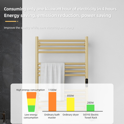 Roestvrij staal 10 bars verwarmd handdoek spoor warmer radiator voor slimme elektrische waterverwarming