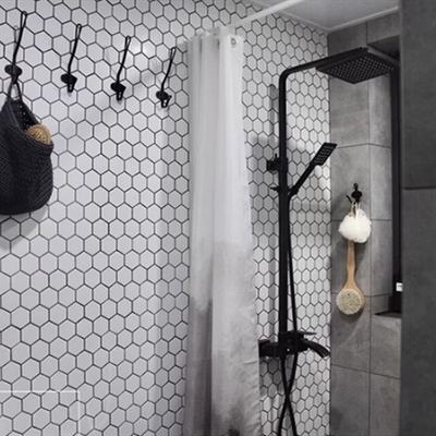 Moderne design stijl Zuivere witte keramische zeshoekige vloertegel met honingraat glazen mozaïek
