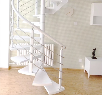Gekrompen trappenhuis, roestvrijstalen beveiligingsrail met verticale staafhandrail en buisbalustrade