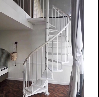 Gekrompen trappenhuis, roestvrijstalen beveiligingsrail met verticale staafhandrail en buisbalustrade