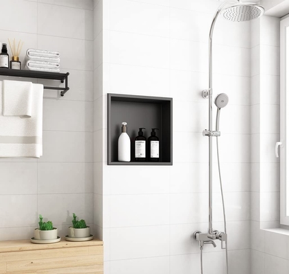 Gepoetste oppervlakte afwerking Zwart roestvrij staal douche nis voor 12 inch tegels door Bernkot