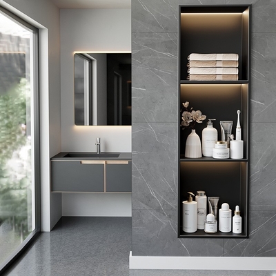 Moderne design stijl 300x400 Custom douche muur nis planken in zwart voor Amazon grootte