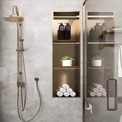 Waterdichte douche-nichebak met LED-licht Dubbelplank Moderne ontwerp 12x20 Zwart