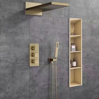 Waterdichte douche-nichebak met LED-licht Dubbelplank Moderne ontwerp 12x20 Zwart