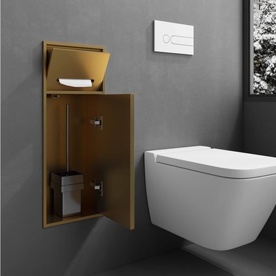 Gepoetste oppervlakte goud badkamer nis voor waterdicht en spoel gemonteerd smal toilet