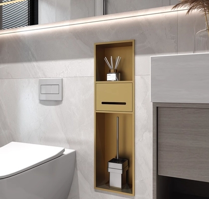Gepoetste oppervlakte goud badkamer nis voor waterdicht en spoel gemonteerd smal toilet