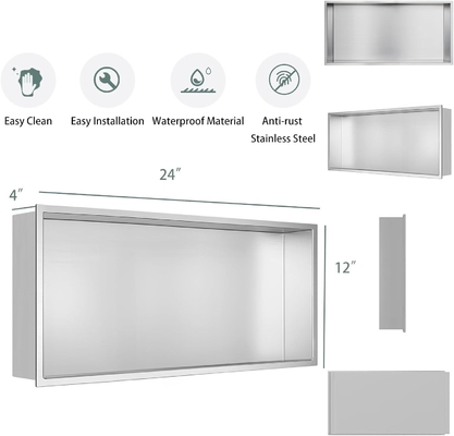 Duschnische van roestvrij staal 12&quot;x24&quot; en dubbele plank muurnische voor modern hotelontwerp