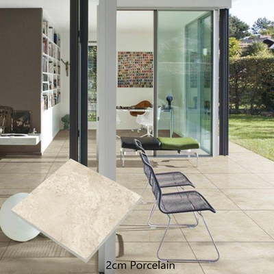 Steen imitatie textuur 600*1200 Zilveren travertijn Look Porseleinen vloertegel voor zwembad